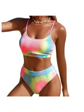 Cupshe Neon Tie-Dye Textured Bikini Set - Multicolor